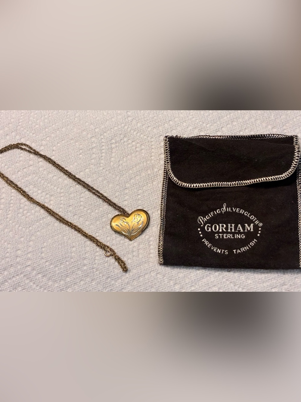 Gorham Sterling Vermeil heart pendant necklace